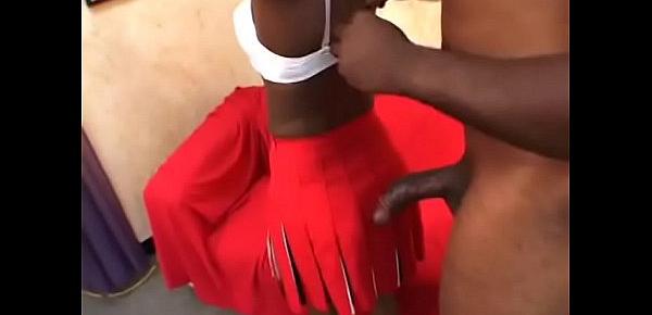  Black chick Lady Armani enjoys taking dick in her tight twat and mouth then gets creamed